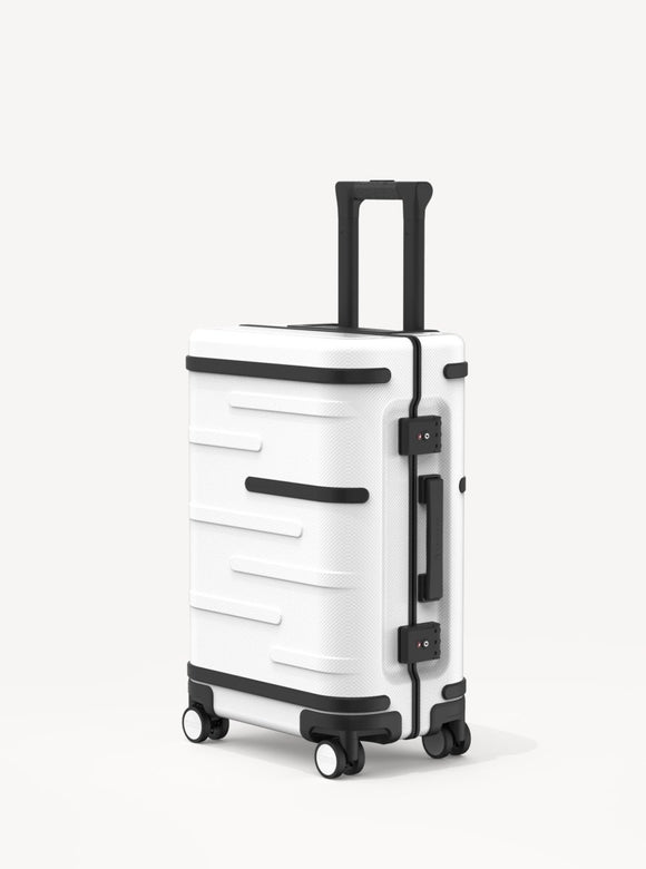 Fusion Tag Smart Carry-On Plus White - Samsara Luggage